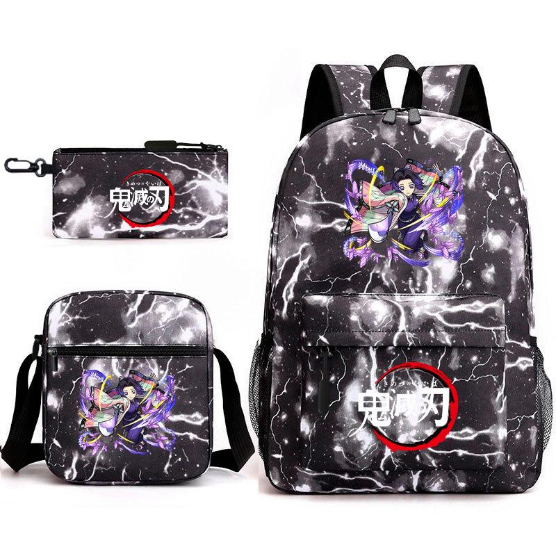 New schoolbag animation three-piece set heat transfer schoolbag small shoulder pencil bag primary and secondary school students backpack