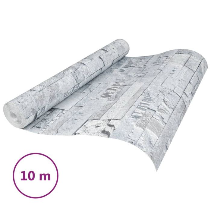 Papier peint 3D aspect de pierre gris clair 10x0,53 m non tissé