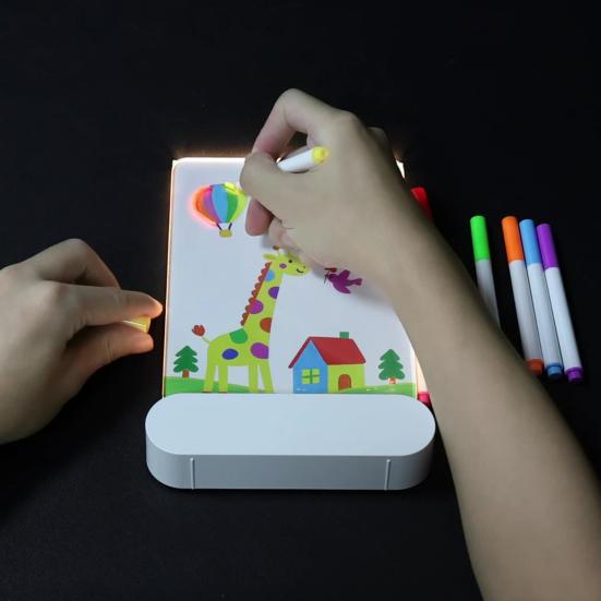 Kids LED Note Board Glow-in-the-Dark Doodle Board with Colorful Lights Reusable Writing Tablet Night Light for Home Decor