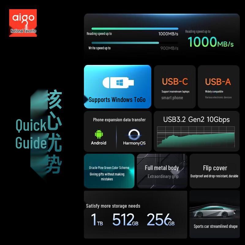 Aigo U397 Dual-Interface Portable SSD Flash Drive