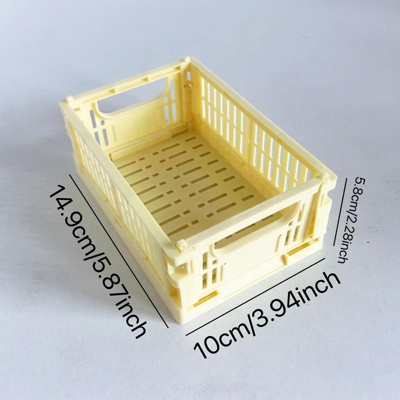 Collapsible Crate Plastic Folding Storage Box Basket Utility Cosmetic Container Desktop Holder Home Use School Desk Storage Box светло-желтого 1000₽