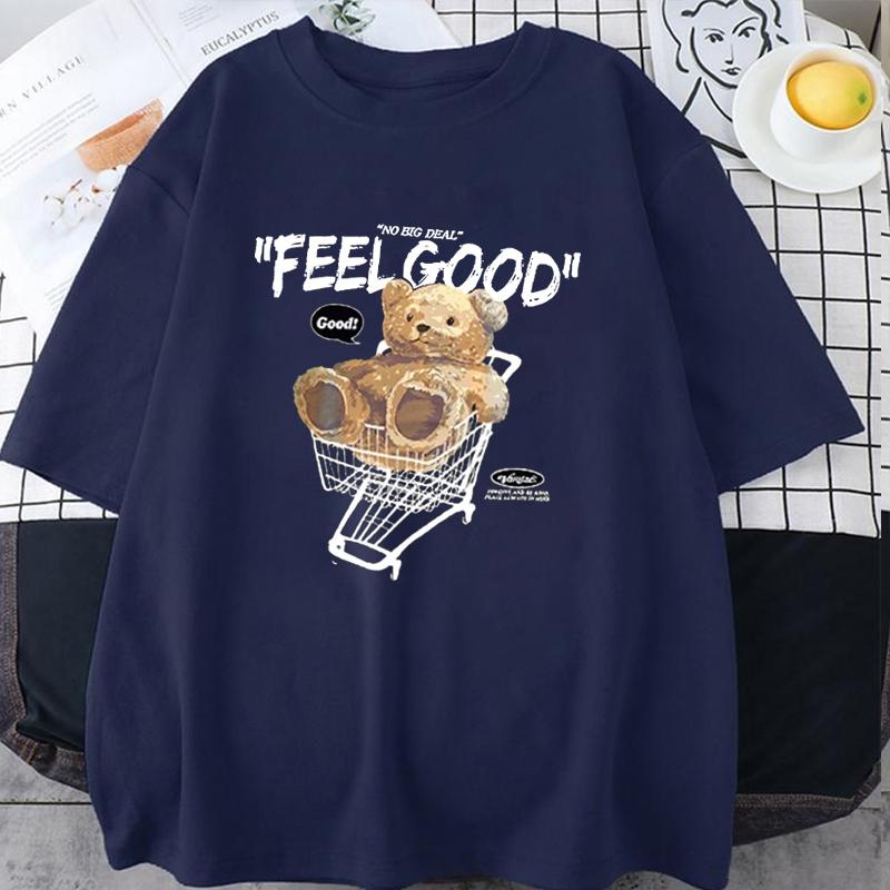 Neues Cartoon Bär Kurzarm T-Shirt Damen Herren Lockeres Oberteil Mode Koreanischer Stil Tee