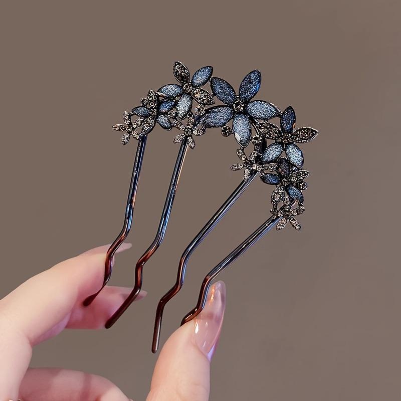 2pcs Women's New Metal Hairpins, Stylish Flower Updo Clips for Daily and Casual Hairstyles