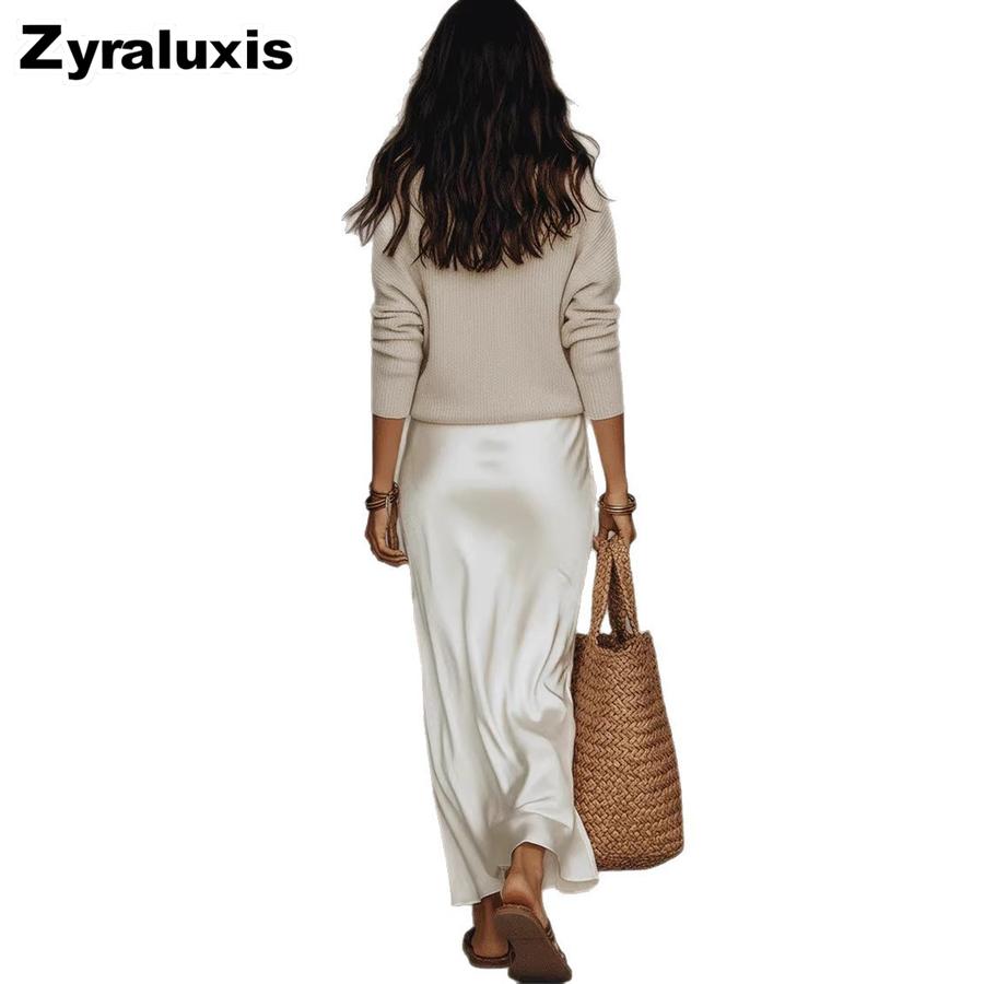 Fashion New Women's Top + Satin Dress Set for Office Wear