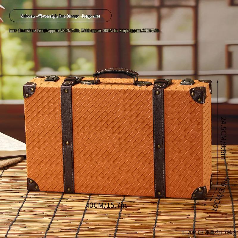 Vintage European-Style Leather Suitcase Trunk and Household Organizer
