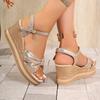 Bowtie Decor Gold Chunky Platform Sandals Women 2025 Summer Ankle Straps Wedge Sandals Woman Lightweight Thick Bottom Sandals