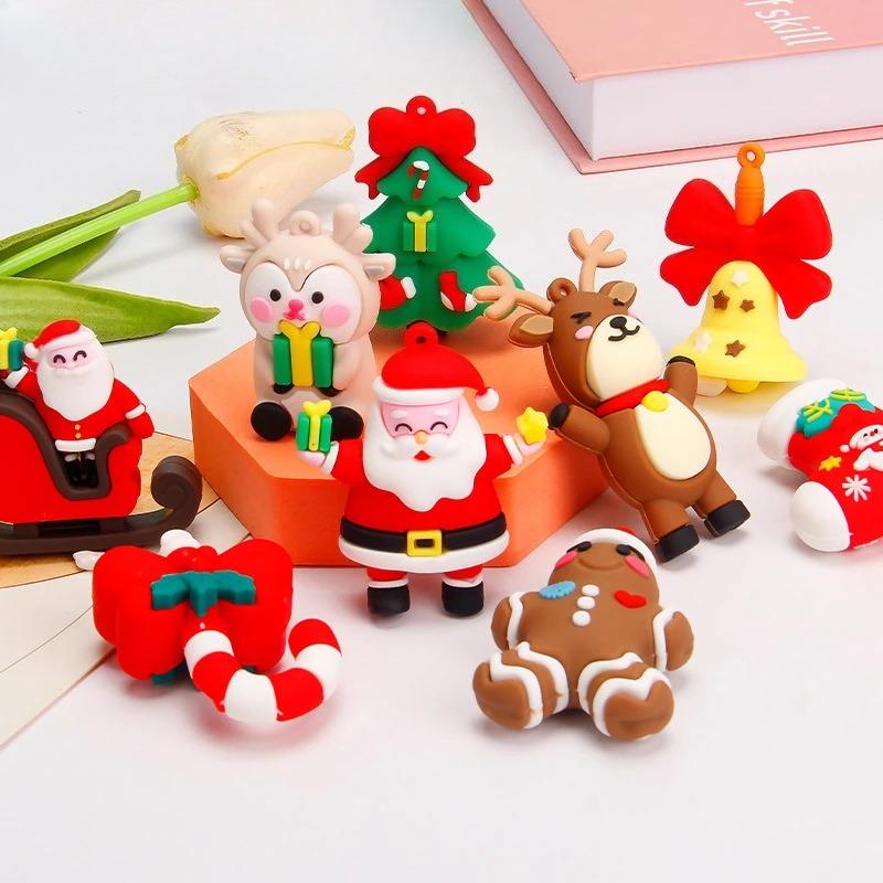10-100PCS Cartoon Santa Claus Keychain DIY Accessories Handmade Cream Glue Decoration Scene Arrangement Christmas Gift Ornament