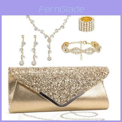 Minimalist European Style Jewelry Set With Water Diamond Embellishments For Women