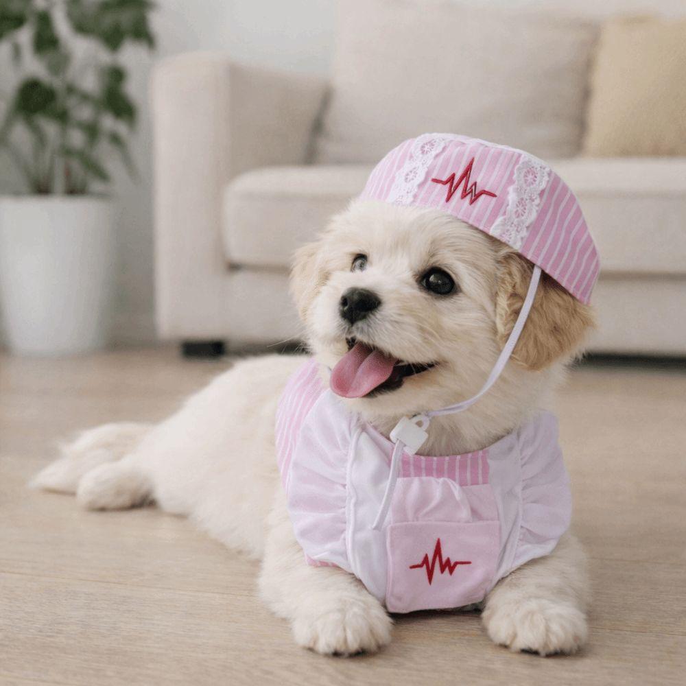 Breathable Cat Transformation Dress Funny Pet Pink Uniform Cat Nurse Outfit  Pet Transformation
