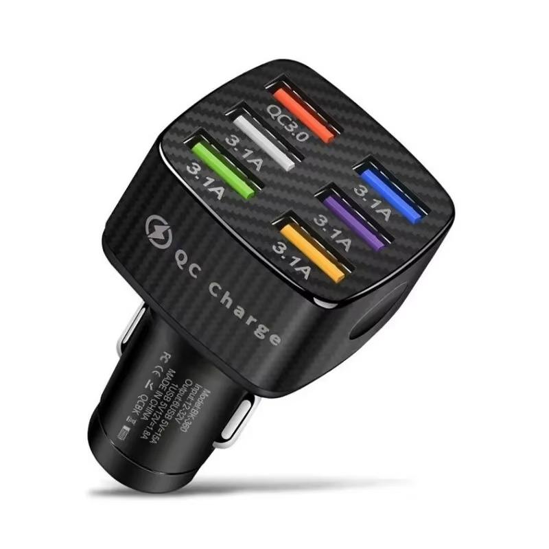 6 USB Car Charger Fast Charging 12V/24V Phone Charger Adapter Car Cigarette Lighter Splitter For iPhone GPS iPad Drive Recoeder