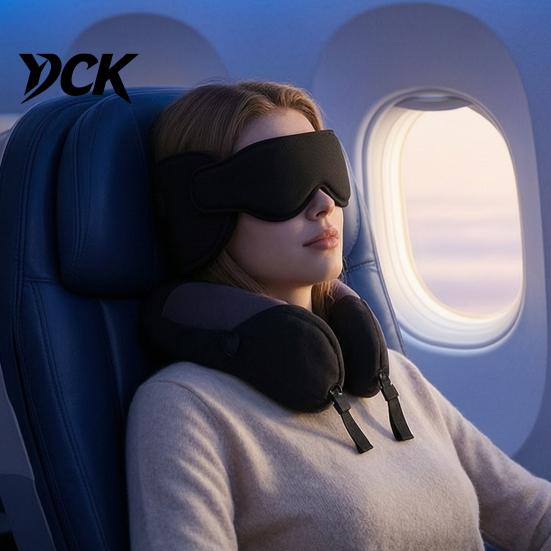 Compact Eye Cushion for Sleep Travel Pillow Airplanes, 360 Degree Airplane Head Strap with 3D Soft Nap Sleeping, No Bobbing Sleeping Aid Essentials