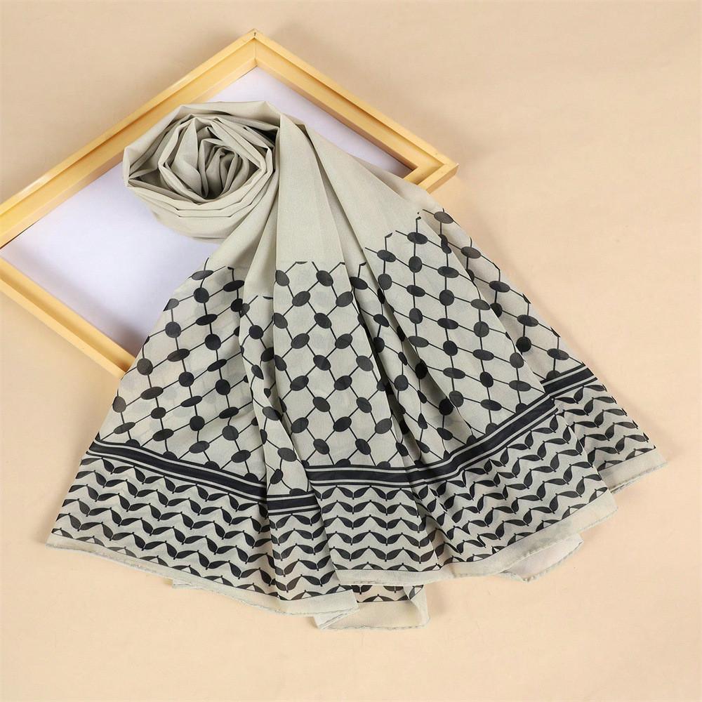 

Polyester Geometric Print Silk Scarf With Sunshade Function For Spring Fashion Women білий