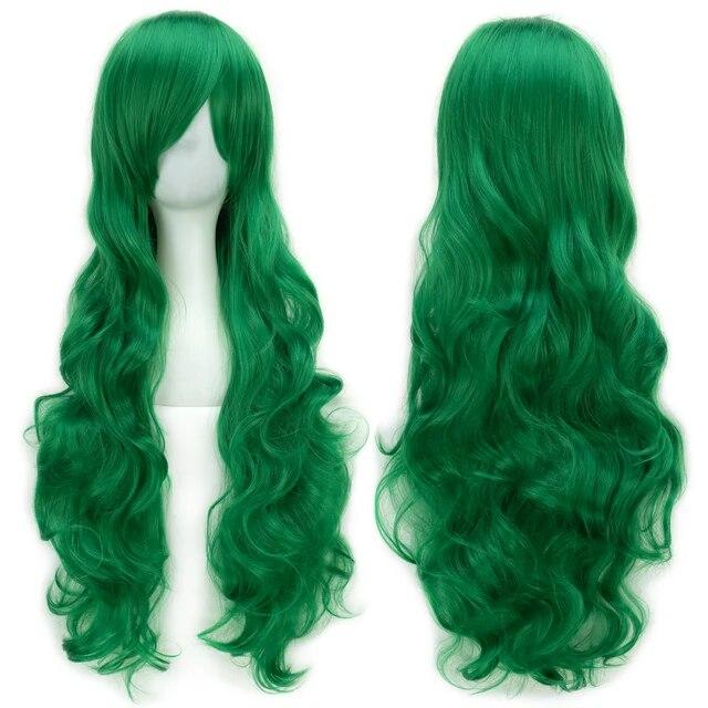 30 Colors 80cm Long Curly Hair Wig Heat Resistant Synthetic Hair Pink Green Hairpiece Party Cosplay Wigs for Women