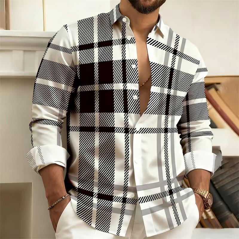Autumn Winter New Men Clothes Long Sleeve Casual Stripe Shirt