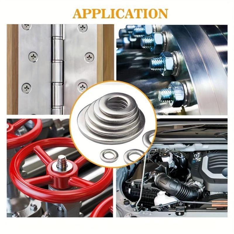 100PCS stainless steel metal round gasket, high strength, thickened and enlarged flat gasket