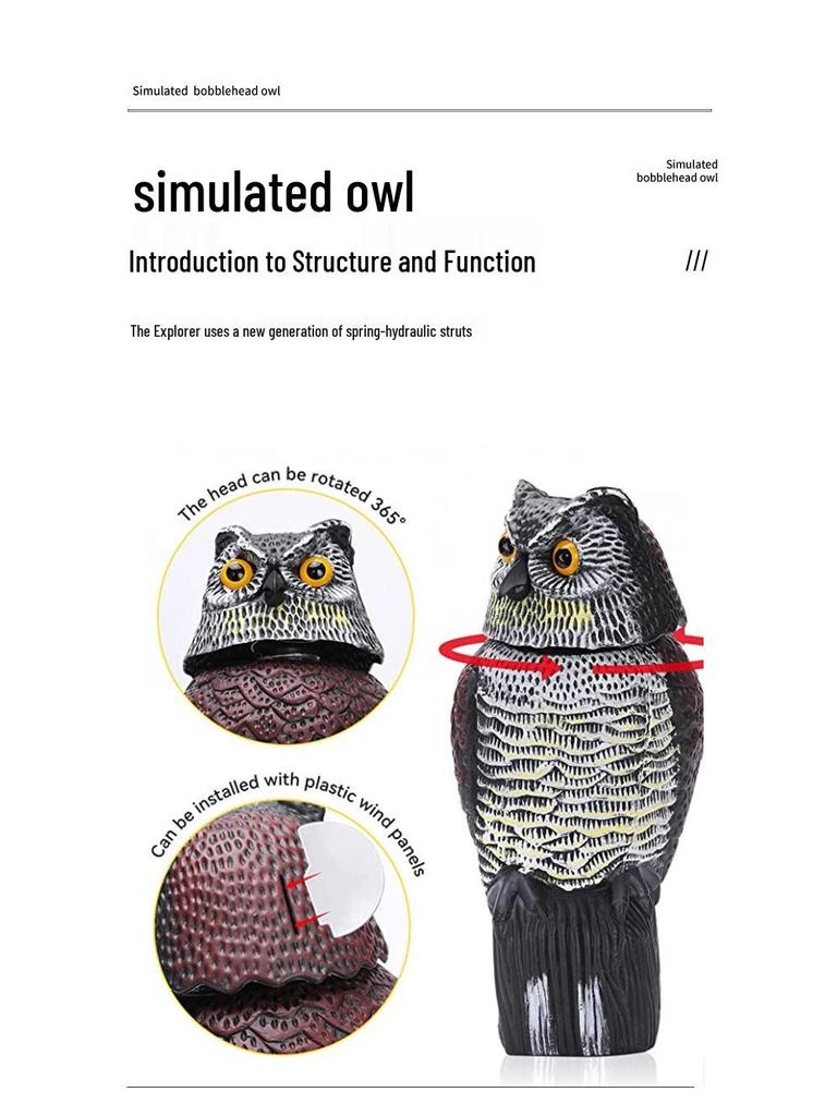 360° Rotating Owl Garden Ornament: Realistic Outdoor Bird Decoy