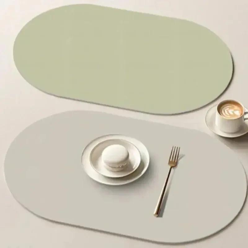 Leather Placemat Oval Oil-Proof Table Mat Home Dining Kitchen Table Placemat Design Dining Waterproof Heat Resistant Home Decor