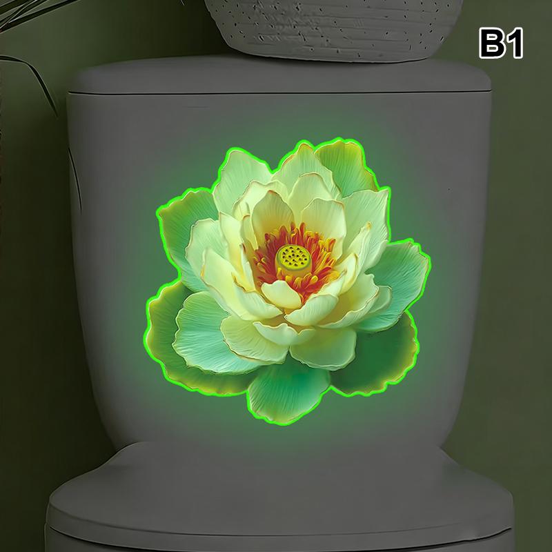 

Glow-In-The-Dark Water Lily Toilet Sticker Pvc Self-Adhesive Removable Wall Sticker Car Bedroom Living Room Toilet Stickers B1