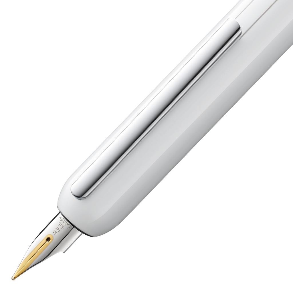 LAMY Dialog Piano White Fountain Pen Patented Capless Fountain Pen with 14K Gold Partially Extra Fine Point Includes LAMY T10 Blue Ink Cartridge -