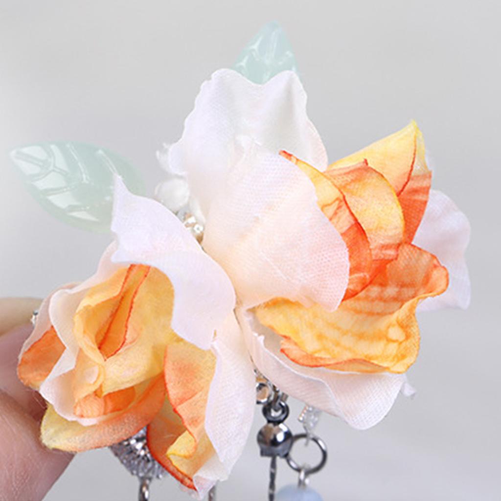 1 Pair Vintage Hair Clips For Women Chinese Style Gauze Flower Tassel Hairpins Handmade Elegant Hanfu Floral Hair Accessories