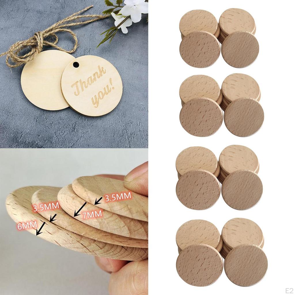 20 Count Unfinished Round Wood Slices Chips Ornaments