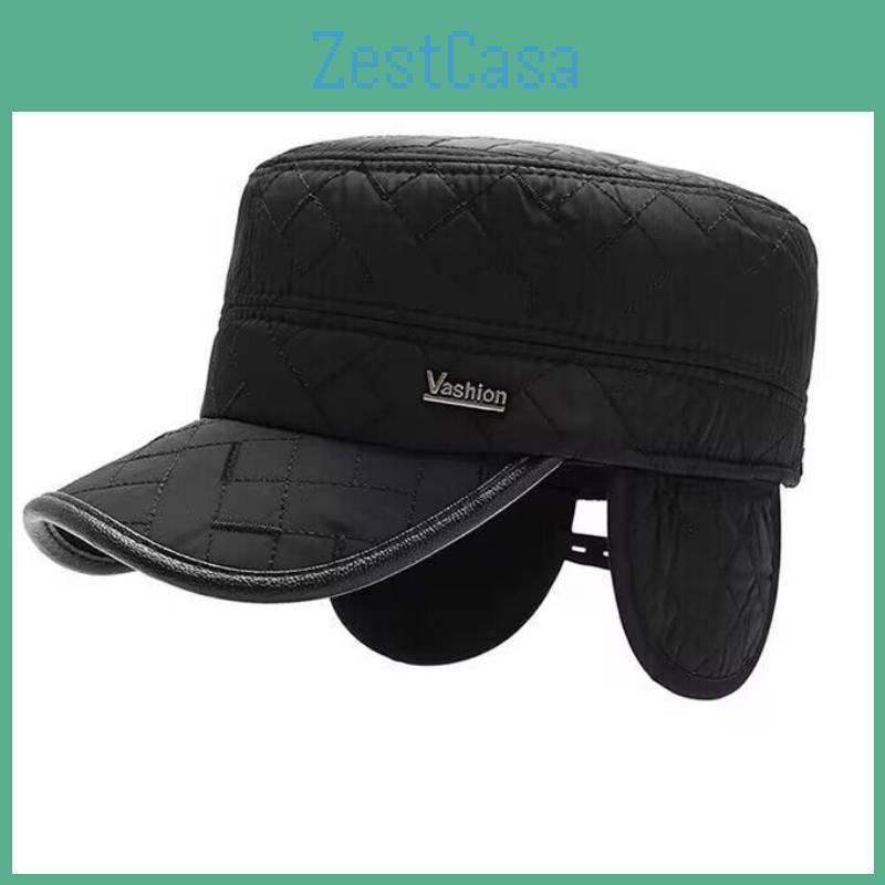 Vashion Letter Peaked Cap Flat Top Hat Outdoor Sports Thickened Ear Protection