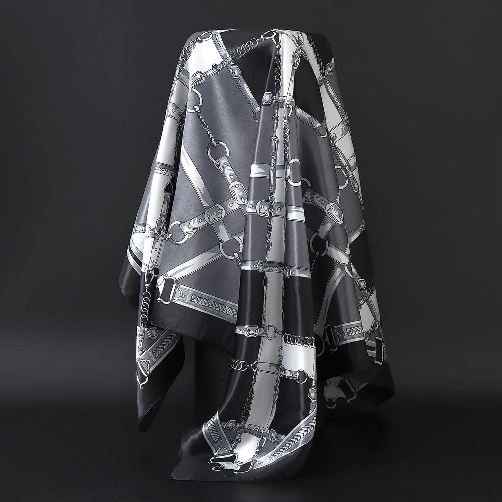 Silk Scarves Women Luxury Brand Summer Fashion Designer Head/Hair Scarf 90*90cm Hijab Bandana Cheveux Foulard Femme 90X90CM