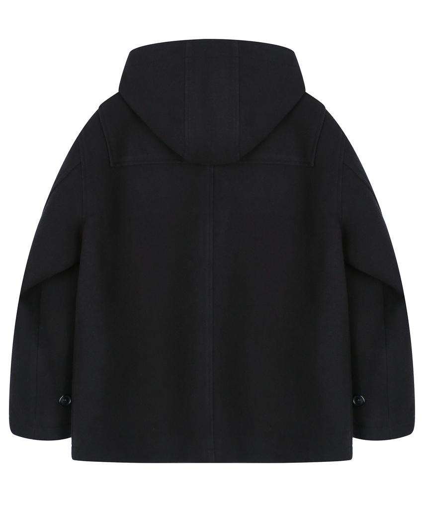 Trillion Unisex Balmacaan Duffle Short Coat (Black)