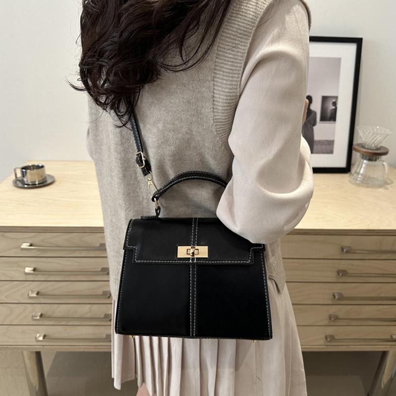 2025 New Color-Block Shoulder Bag Commuter Handbag  Premium Metal Lock Crossbody