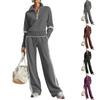 Women's Casual Long Sleeve Full Zip Track Suit Two Piece Set for Sports and Daily Wear
