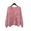 2025 autumn and winter new Korean version loose three-dimensional flower imitation mink fleece sweater jacket women's soft waxy knitted cardigan tide