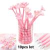 10st Silikon Körsbärsblommor Rosa Gelpenna Kreativ Söt Kontorsmaterial Skola Skrivmaterial Present Kawaii Pennor