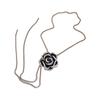 Silver Camellia Necklace Black Women Long Necklace Sweater Chain Clavicle Chain  Women
