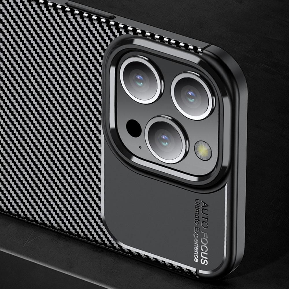 Soft TPU Phone Case for iPhone 15 Pro Max,Anti-scratch Carbon Fiber Texture Phone Cover