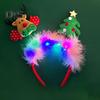 Women Girl Hair Hoop LED Christmas Reindeer Santa Claus Decor Headband Cartoon Style Cosplay Headband Photography Props