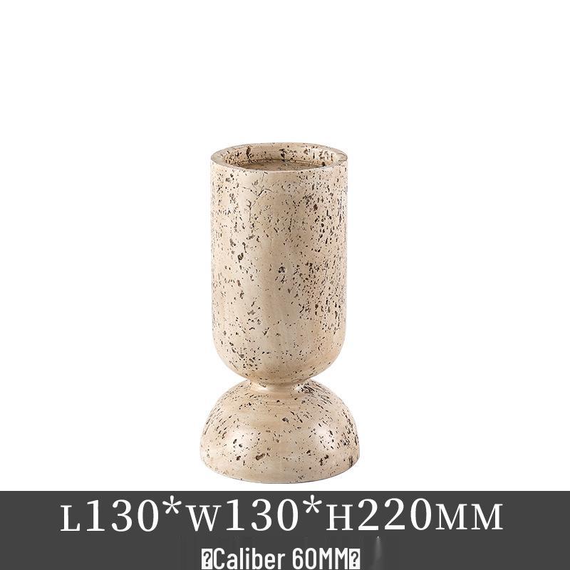 Wabi-Sabi Imitation Travertine Marble Candlestick for Tea Room & Desktop Decor
