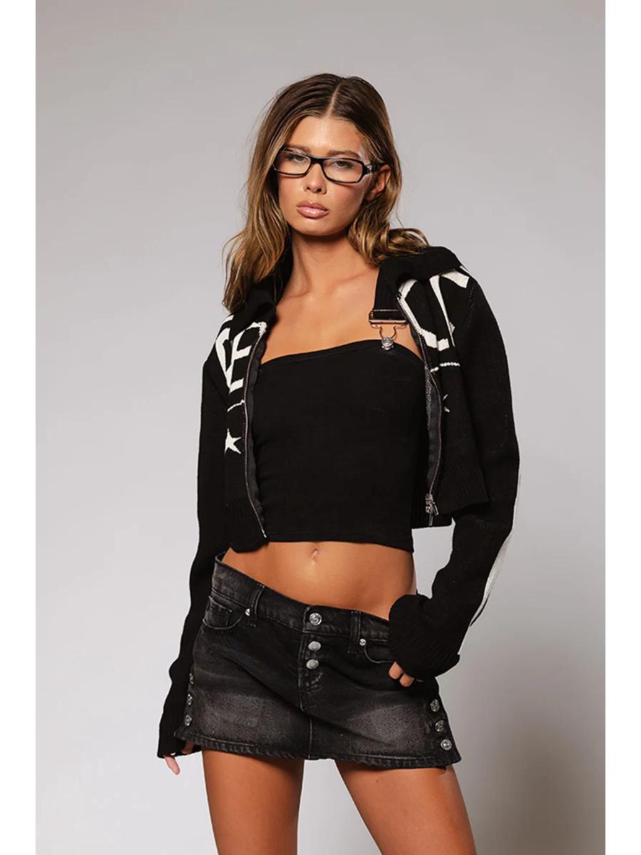 

2025 Sexy Retro Denim Mini Skirt: Loose, Slimming, Stylish Women s Fashion Small чорний