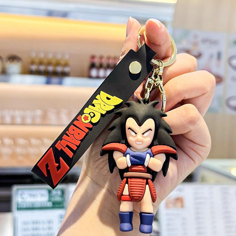 Anime Dragon Ball Keychain Son Goku Vegeta Piccolo Action Figures Key Ring Bag Pendant Round Sensory Compression Bouncy Durable Elastic