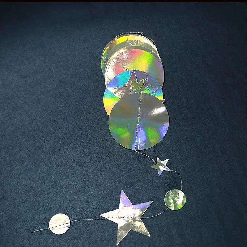 3/4M Silver Iridescent Paper Banner Frozen Party Supplies Birthday Decoration Adult Kids Boy Girl Gender Reveal Wedding Decor