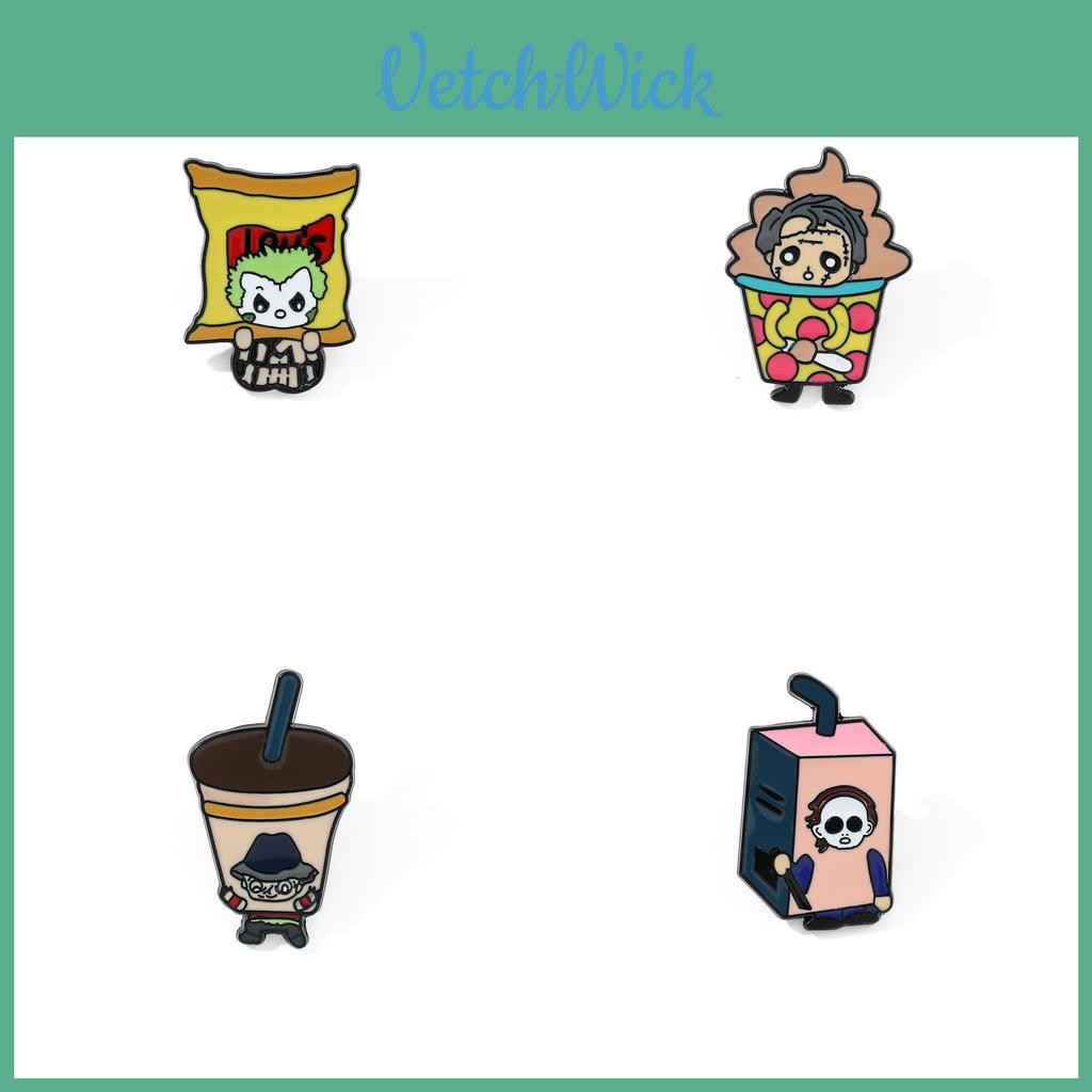 Cartoon Creative Halloween Brooch Horror Movie Character Clown Chainsaw Horror Doll Metal Badge