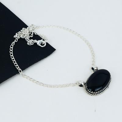 Black Onyx Gemstone Handmade 925 Sterling Silver Necklace Natural Black Onyx Handmade Jewelry Necklace For Women Necklace For Her