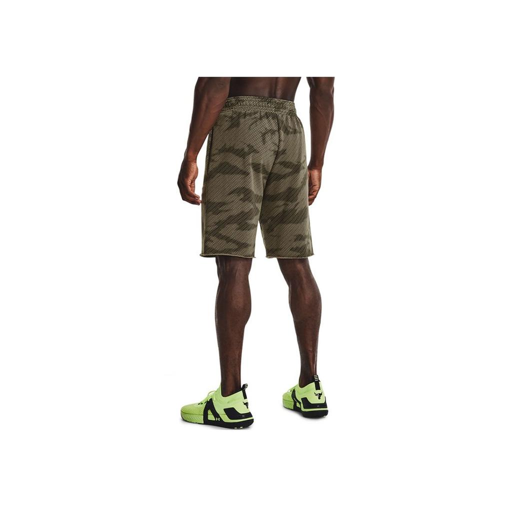 Under Armour Project Rock Logo Print Camouflage Casual Sports Shorts Men Shorts Military-Green 1370461-361