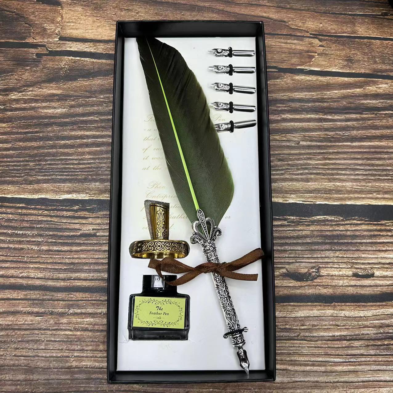 

Креативное винтажное перо, доступно для прямой продажи, перо-аксессуар «Корона» с подставкой, праздничный подарок 0.5mm трава зеленый