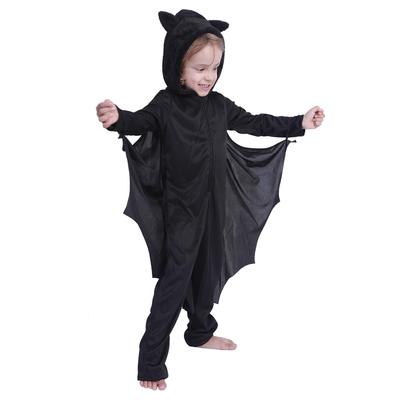 Costume de Cosplay Noir pour Enfants Garçons et Filles Cape Amusante d'Halloween à Capuche Combinaison
