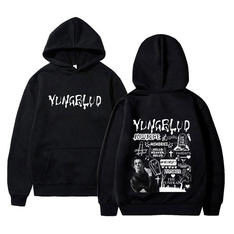 Felpa con cappuccio grafica album musicale Yungblud Rocker Uomo Donna Moda Retrò Streetwear Rock Unisex Oversize Felpe con cappuccio