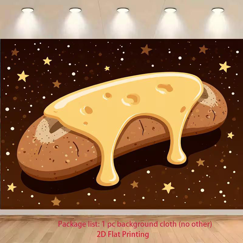 

2D Cheese Bread Themed Tapestry, Cute Food Art Background Cloth 47.2x31.5inch/120*80cm
