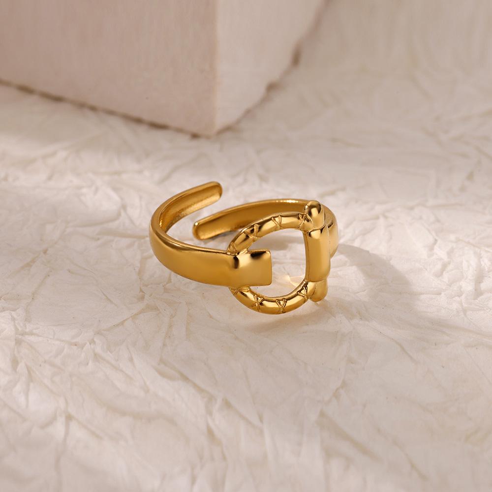 Double Heart Rings For Women Gold Color Stainless Steel Open Adjustable Ring Female Fashion Party Wedding Aesthetic Jewelry Gift