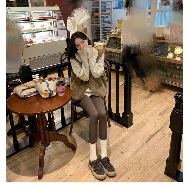 Leather dirty shoes Korean version round head old platform bread shoes retro splicing casual style versatile star board shoes women