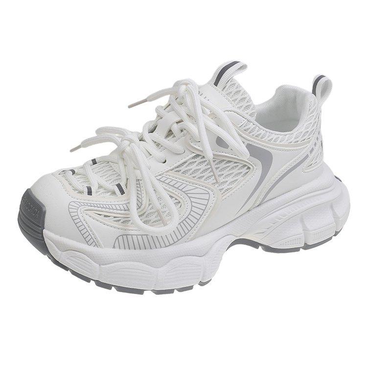 Leather Platform Dad Shoes Women's 2025 Summer New Small Casual Sports Shoes Breathable Soft-soled White Shoes