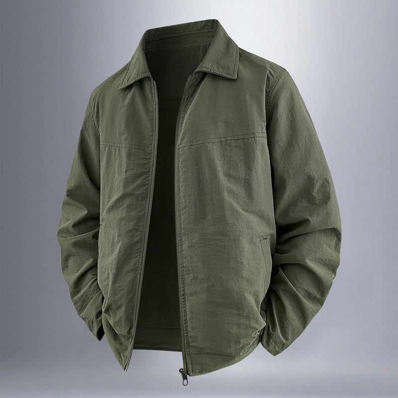 Men's Windproof Lapel Coat: 2025 New Style Solid Color Loose Casual Business Jacket for Spring & Autumn